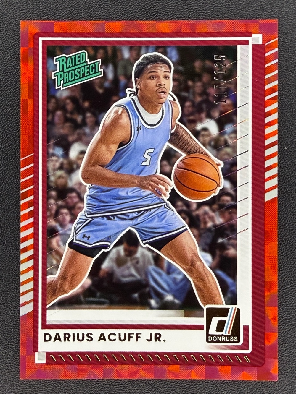 2025-26 Donruss Darius Acuff Jr Rated Prospect #63 Red # /125 Arkansas Kings RC